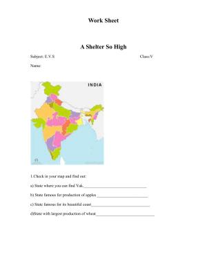 Worksheet for Class 5 Environmental Studies A Shelter So High Assignment