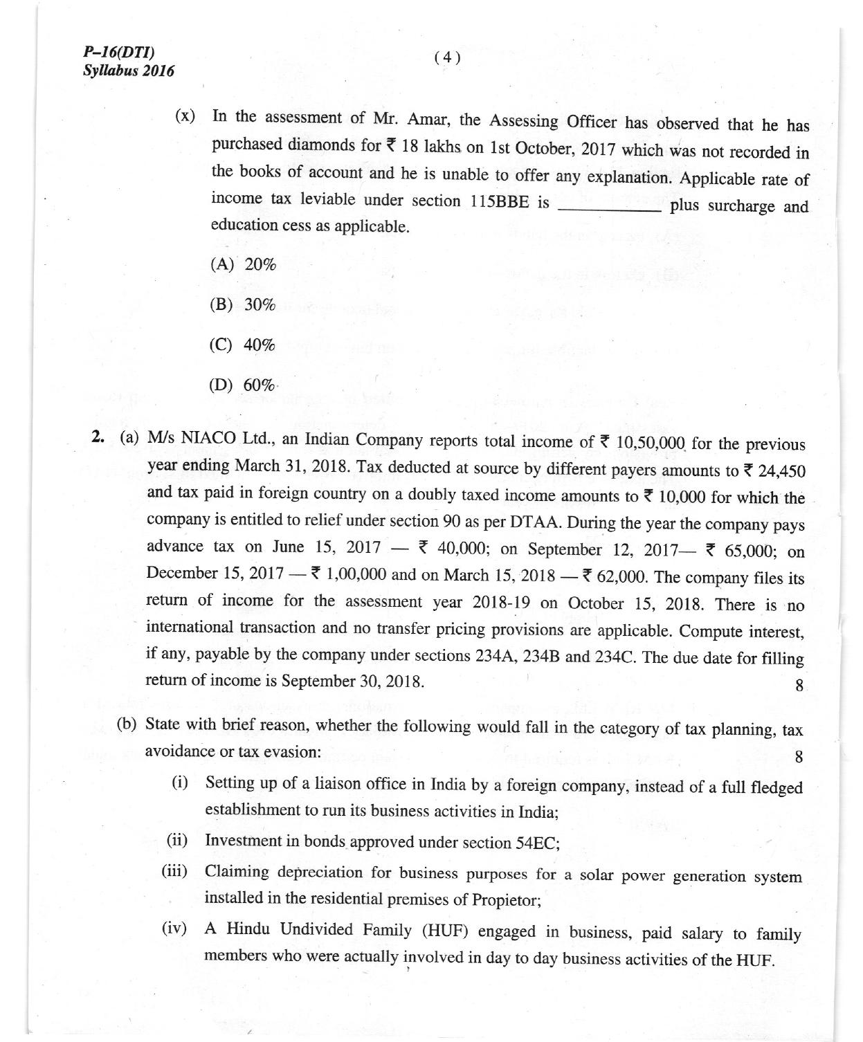 ICMAI Dec 2018 Tax Laws and International Taxation Question Paper (Final) 16 - Page 4