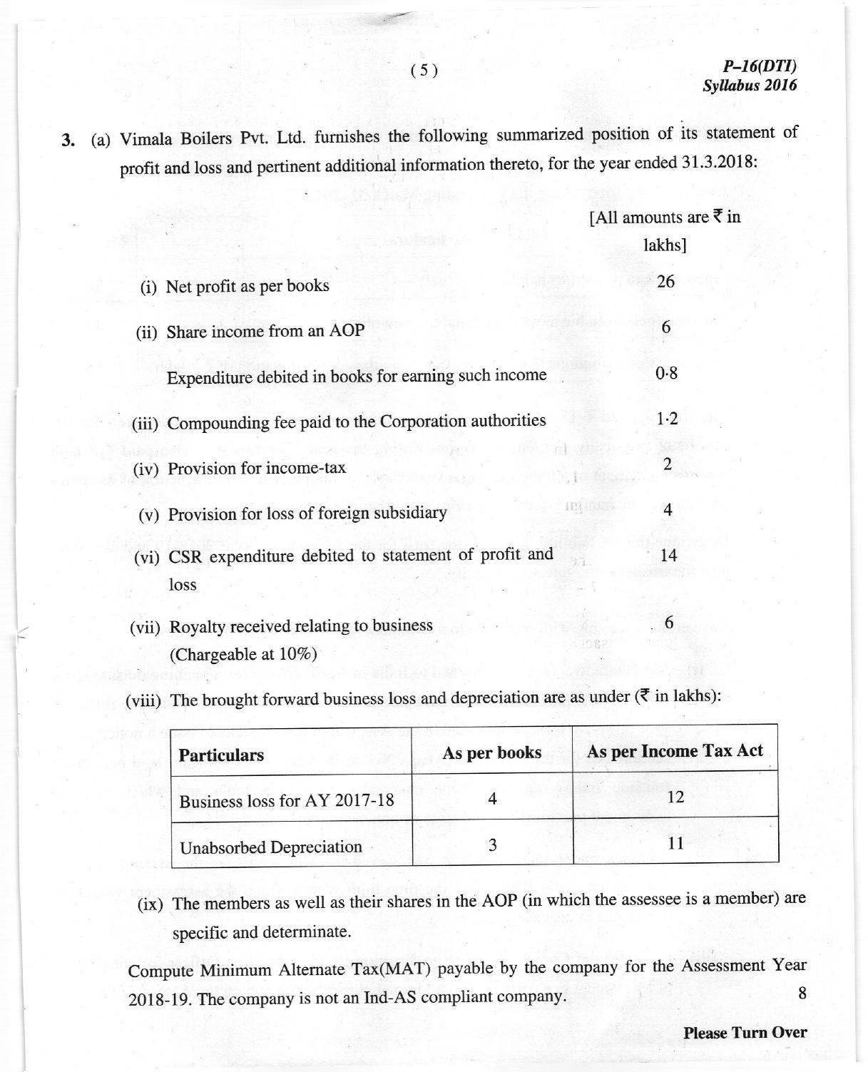 ICMAI Dec 2018 Tax Laws and International Taxation Question Paper (Final) 16 - Page 5
