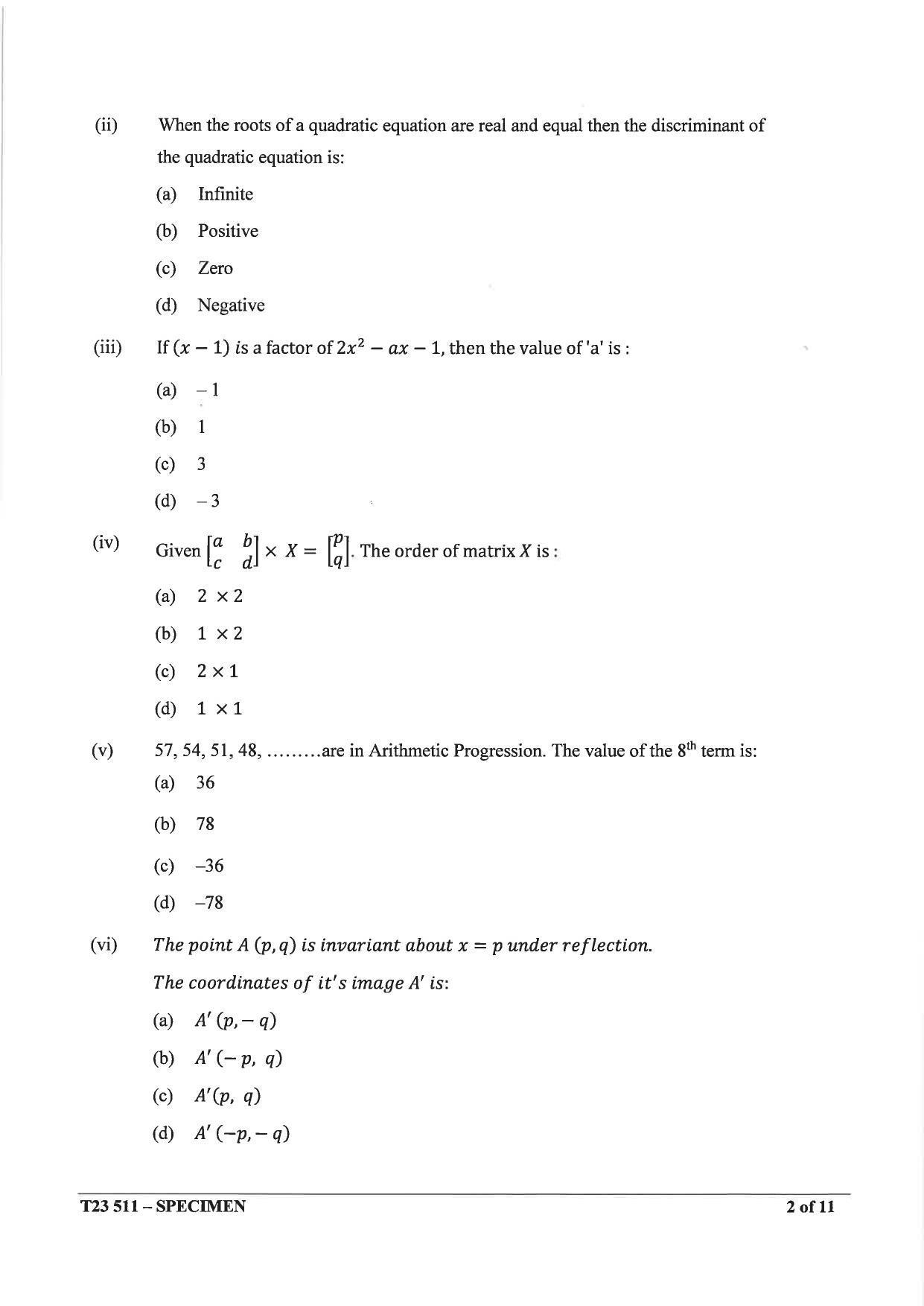 ICSE Class 10 Maths Sample Paper 2023 - Page 2
