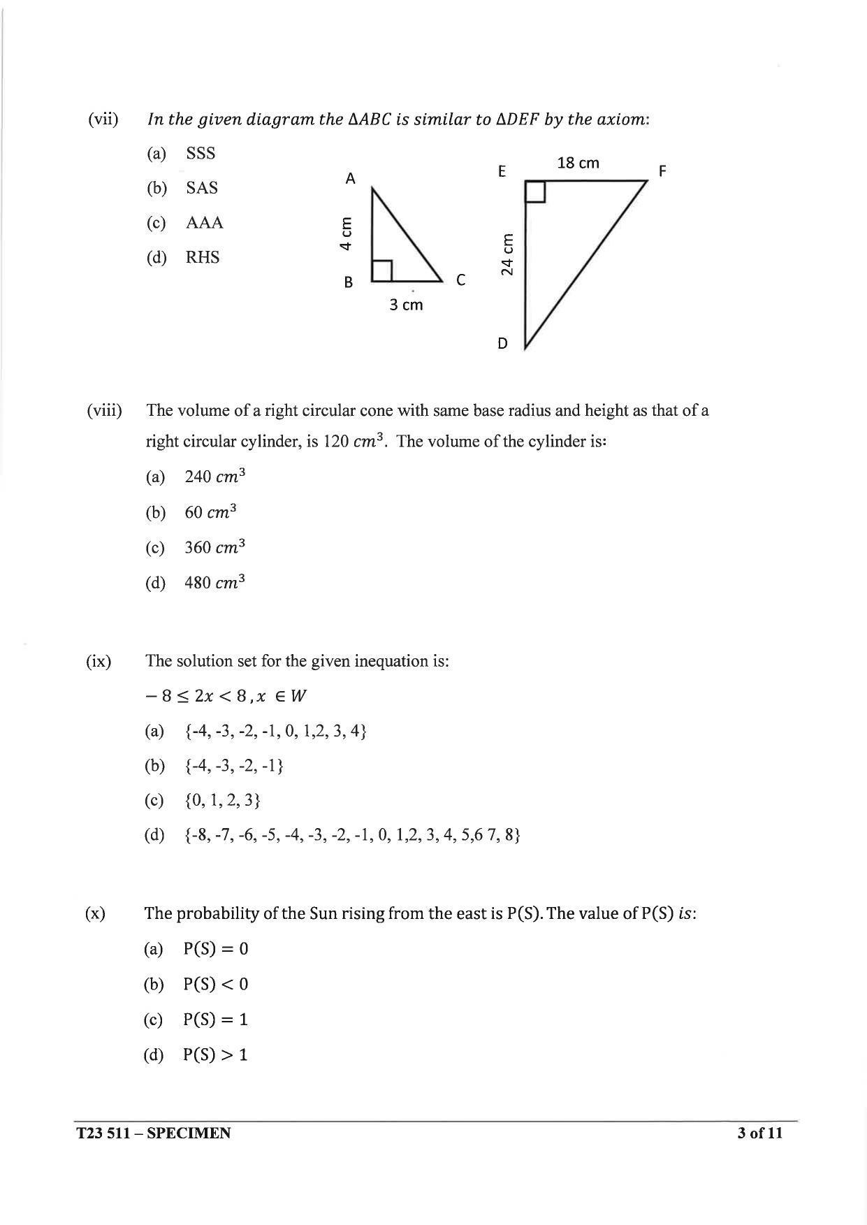 ICSE Class 10 Maths Sample Paper 2023 - Page 3