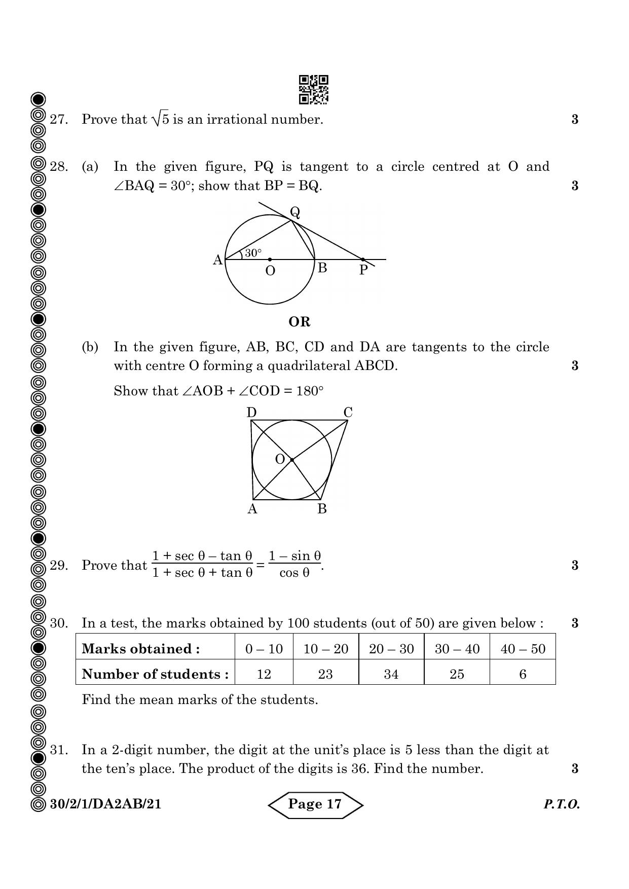 CBSE Class 10 30-2-1 Mathematics Standard 2024 Question Paper - Page 17