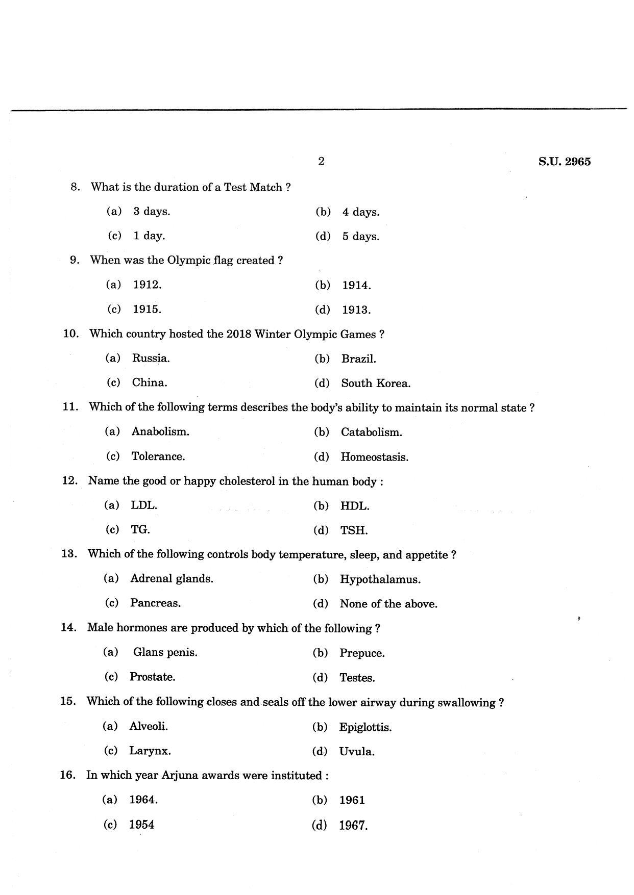 SSUS Entrance Exam MPES 2021 Question Paper - Page 2