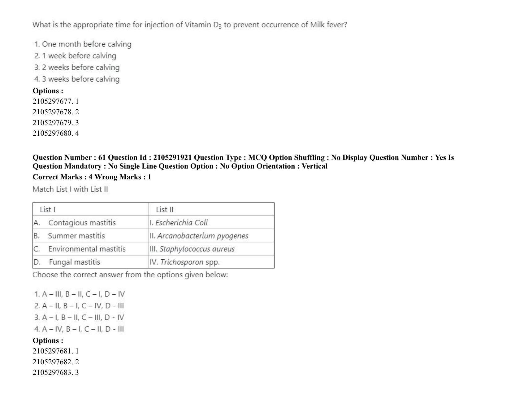 ICAR AIEEA PG 2020 VETERINARY SCIENCE Question Paper - Page 39