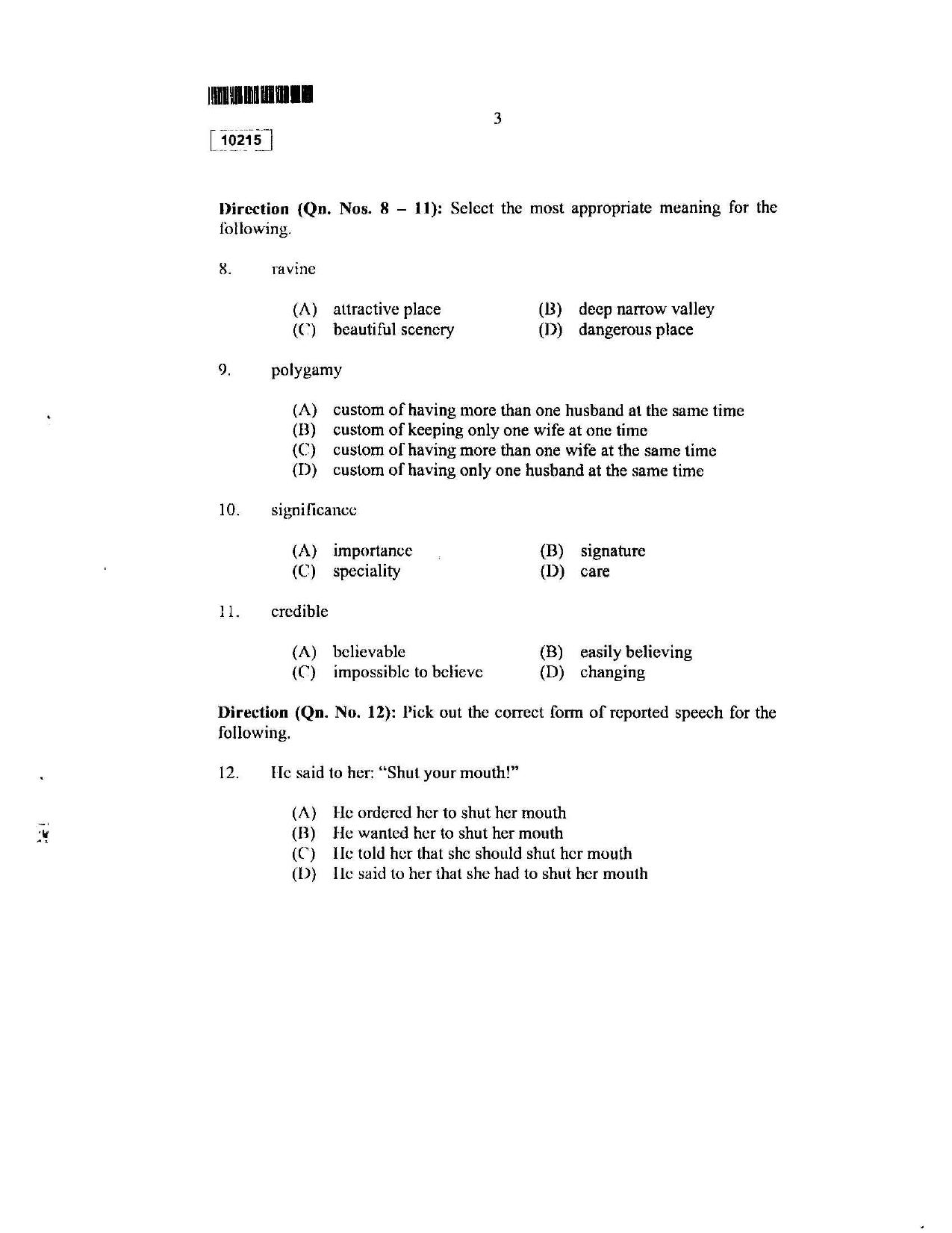 CUSAT CAT 2015 Lateral Entry Question Paper - Page 4