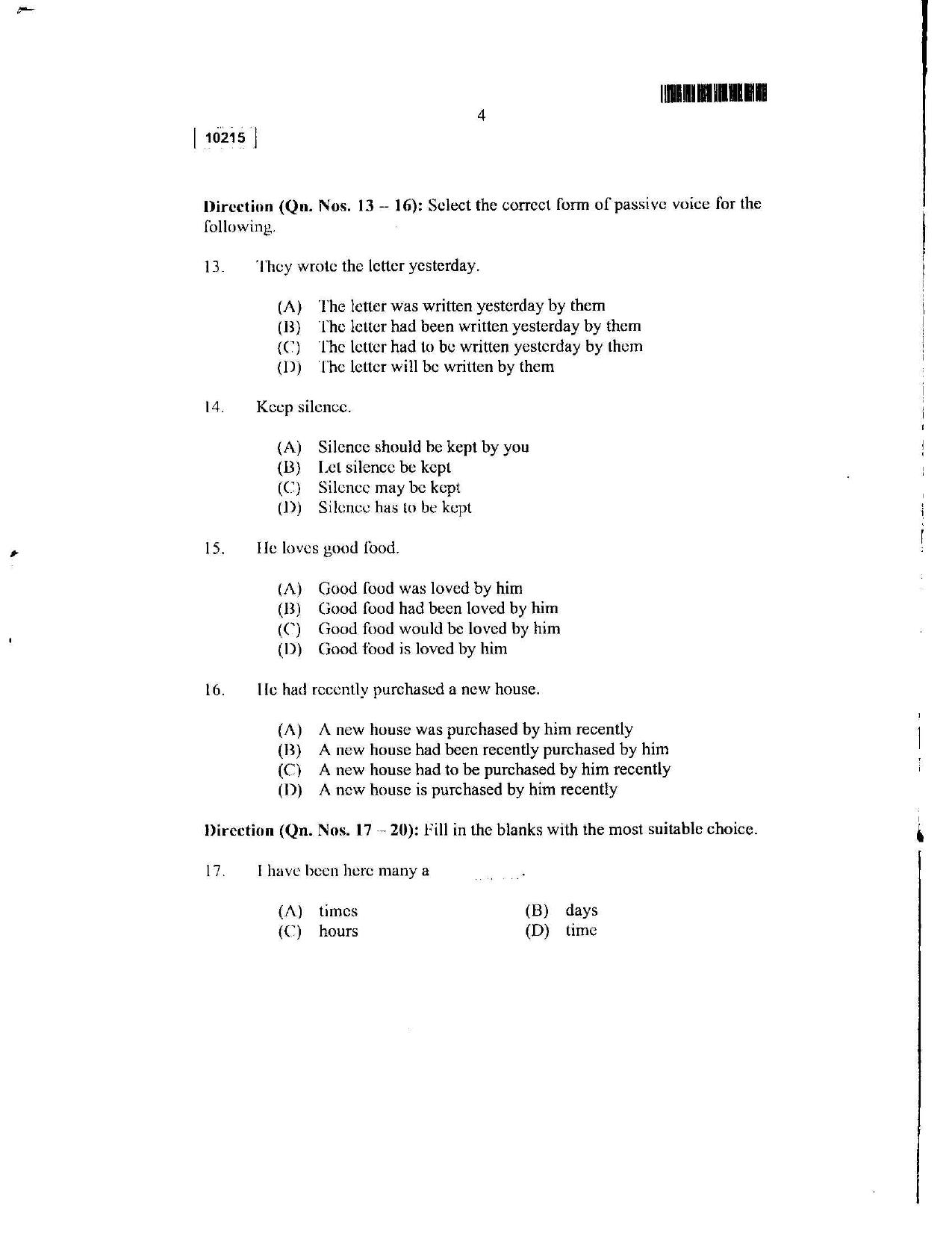 CUSAT CAT 2015 Lateral Entry Question Paper - Page 5