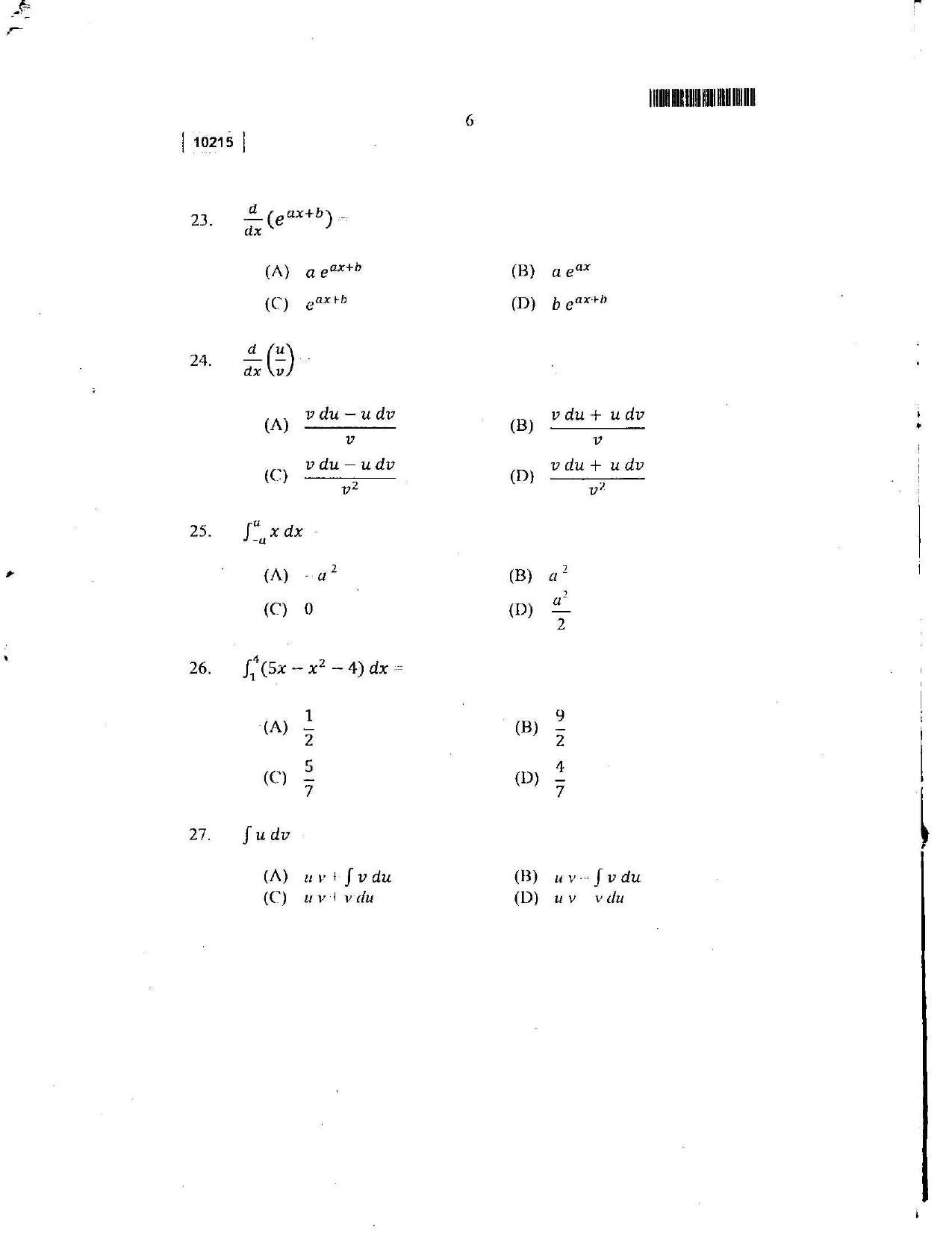 CUSAT CAT 2015 Lateral Entry Question Paper - Page 7