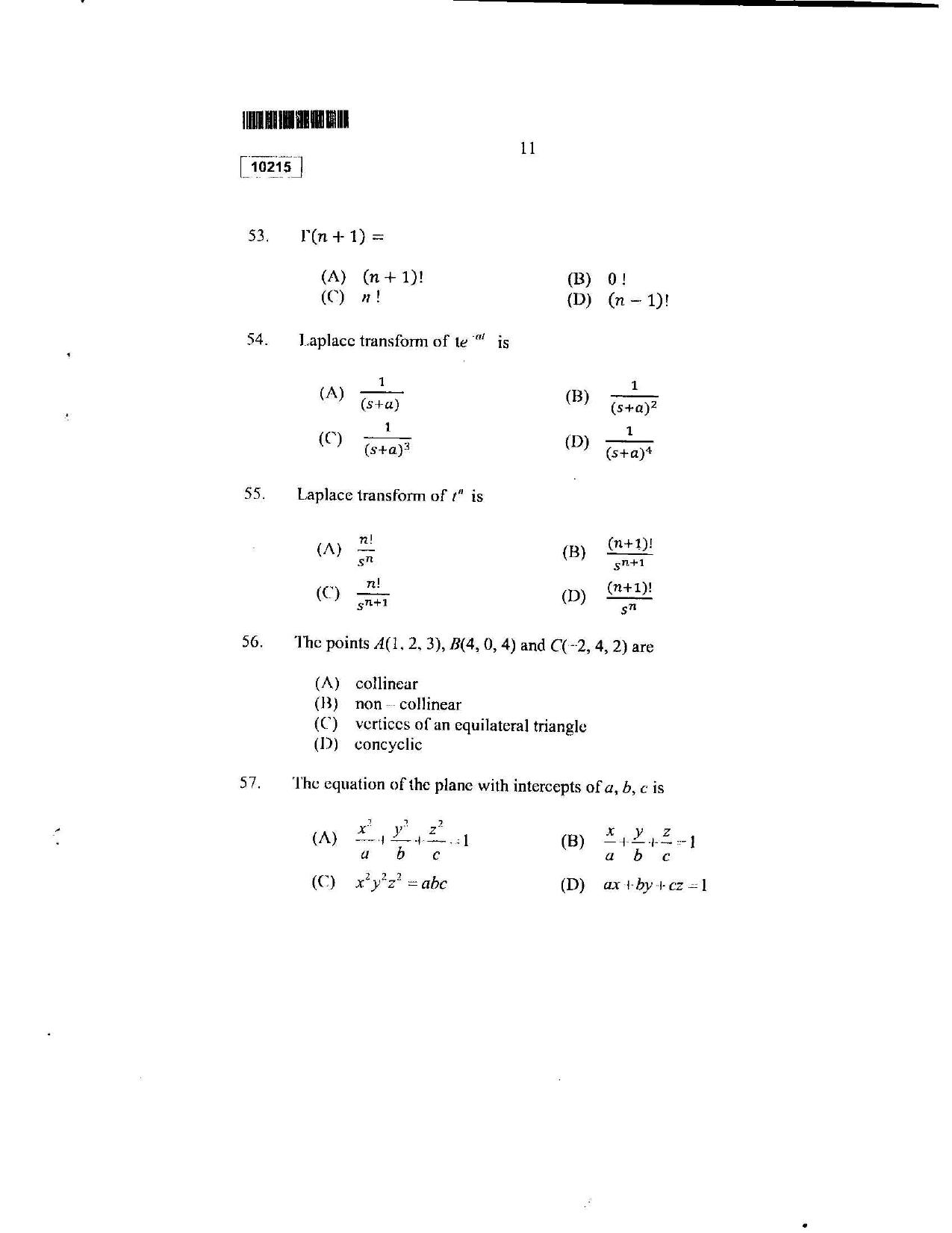 CUSAT CAT 2015 Lateral Entry Question Paper - Page 12