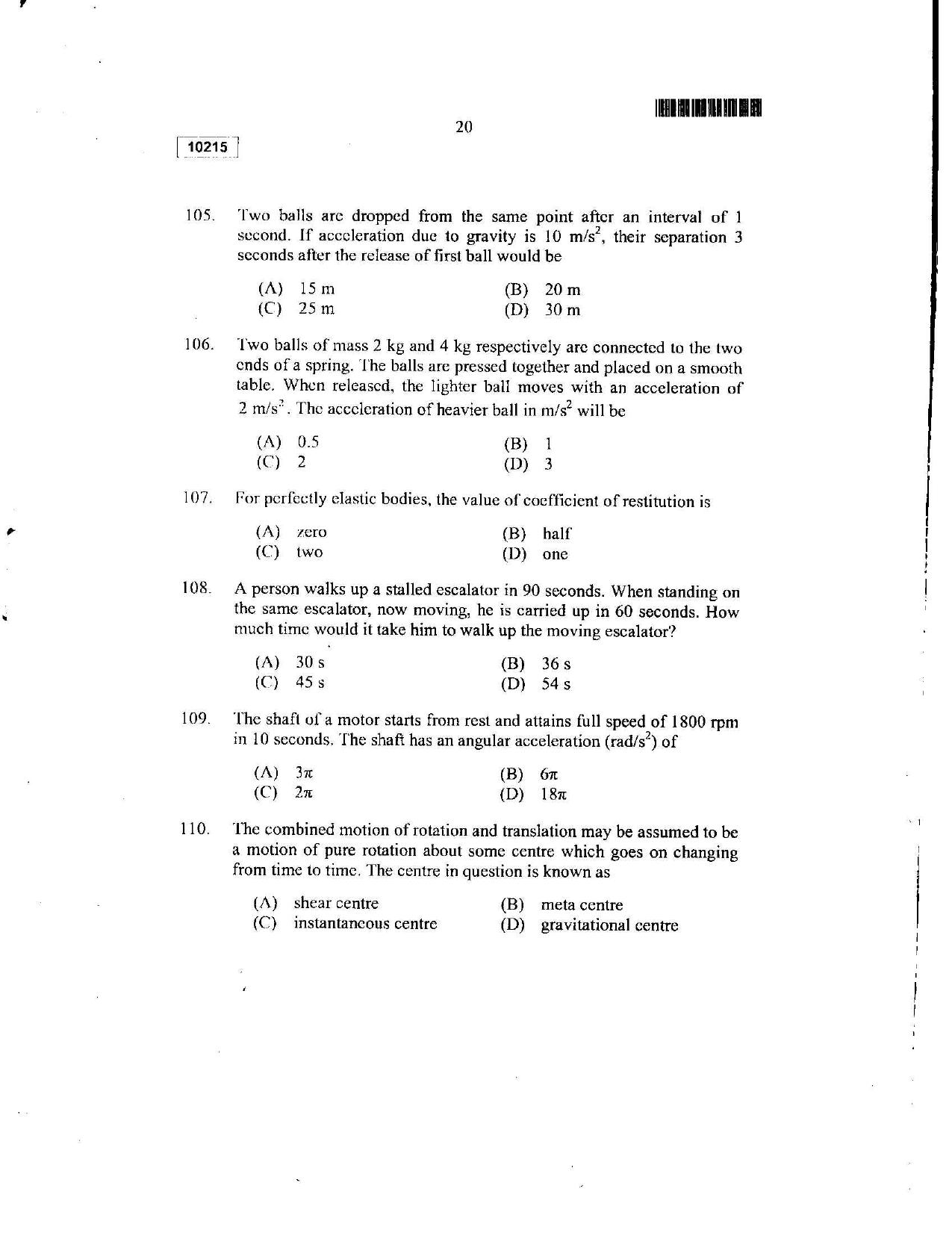 CUSAT CAT 2015 Lateral Entry Question Paper - Page 19