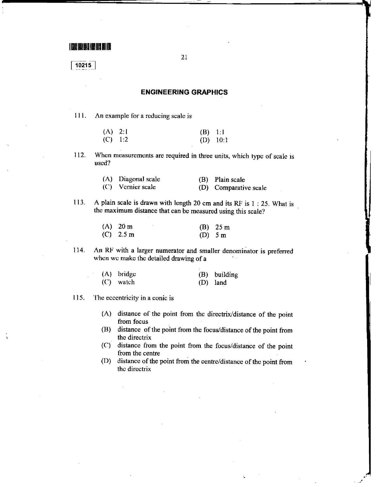 CUSAT CAT 2015 Lateral Entry Question Paper - Page 20