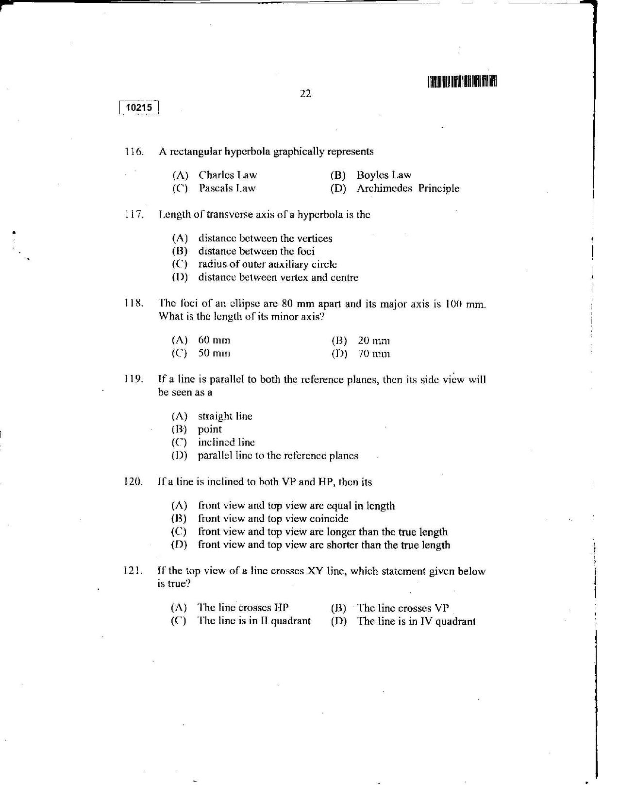 CUSAT CAT 2015 Lateral Entry Question Paper - Page 21