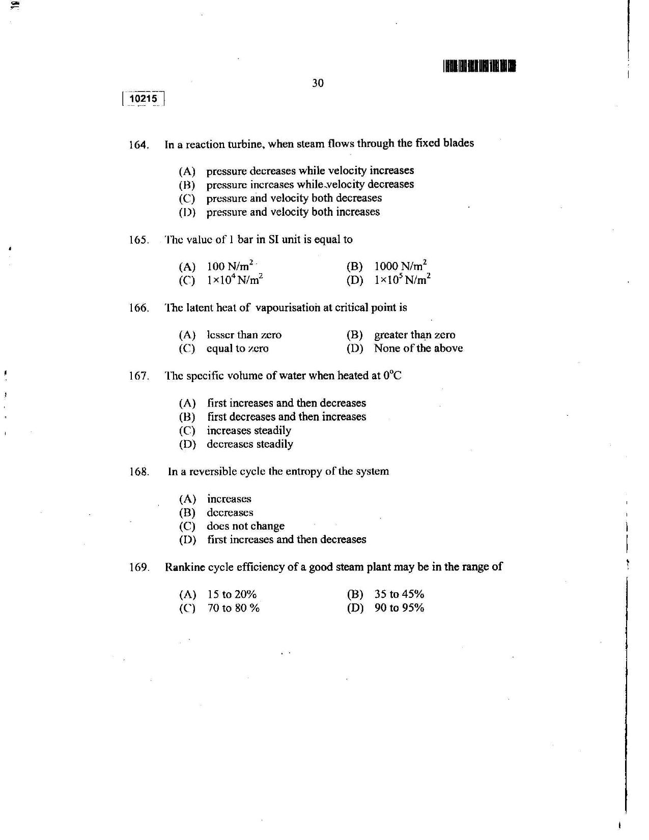CUSAT CAT 2015 Lateral Entry Question Paper - Page 27