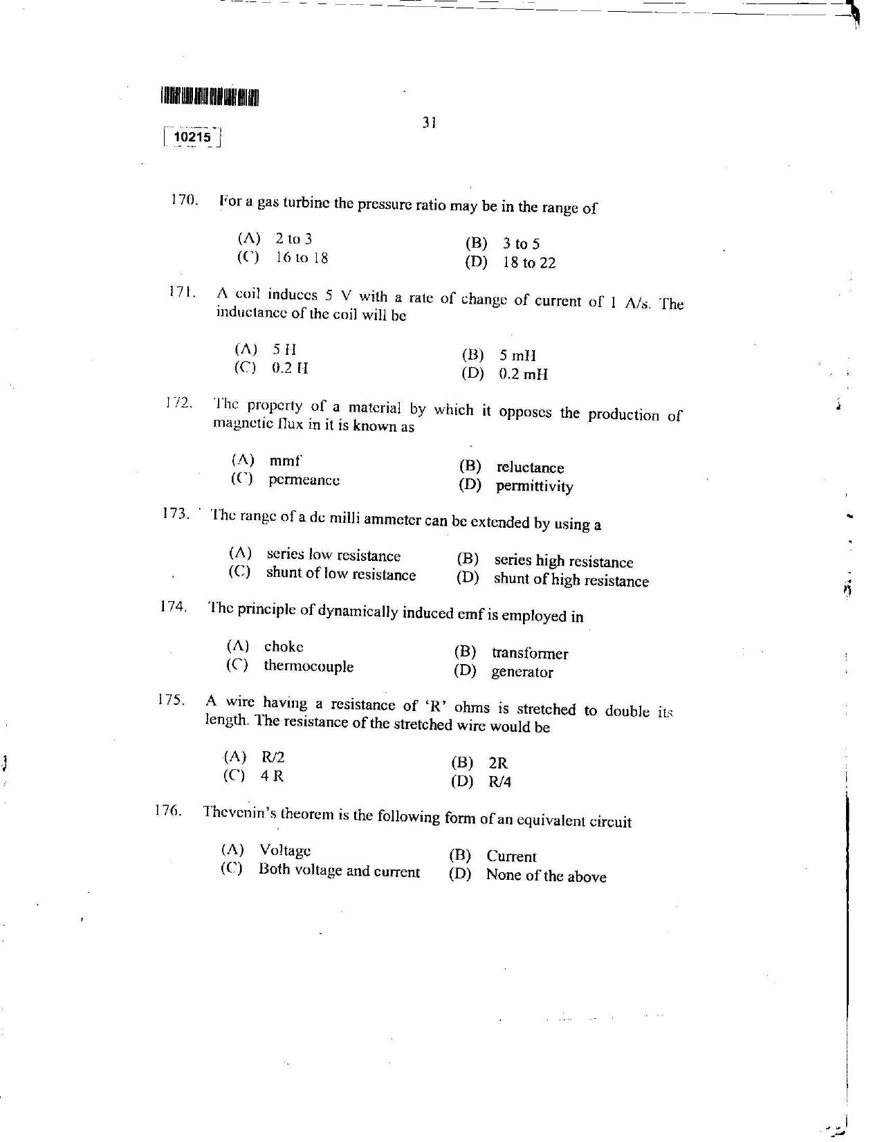 CUSAT CAT 2015 Lateral Entry Question Paper - Page 28