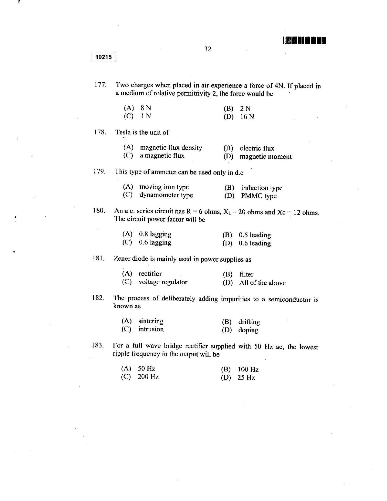 CUSAT CAT 2015 Lateral Entry Question Paper - Page 29