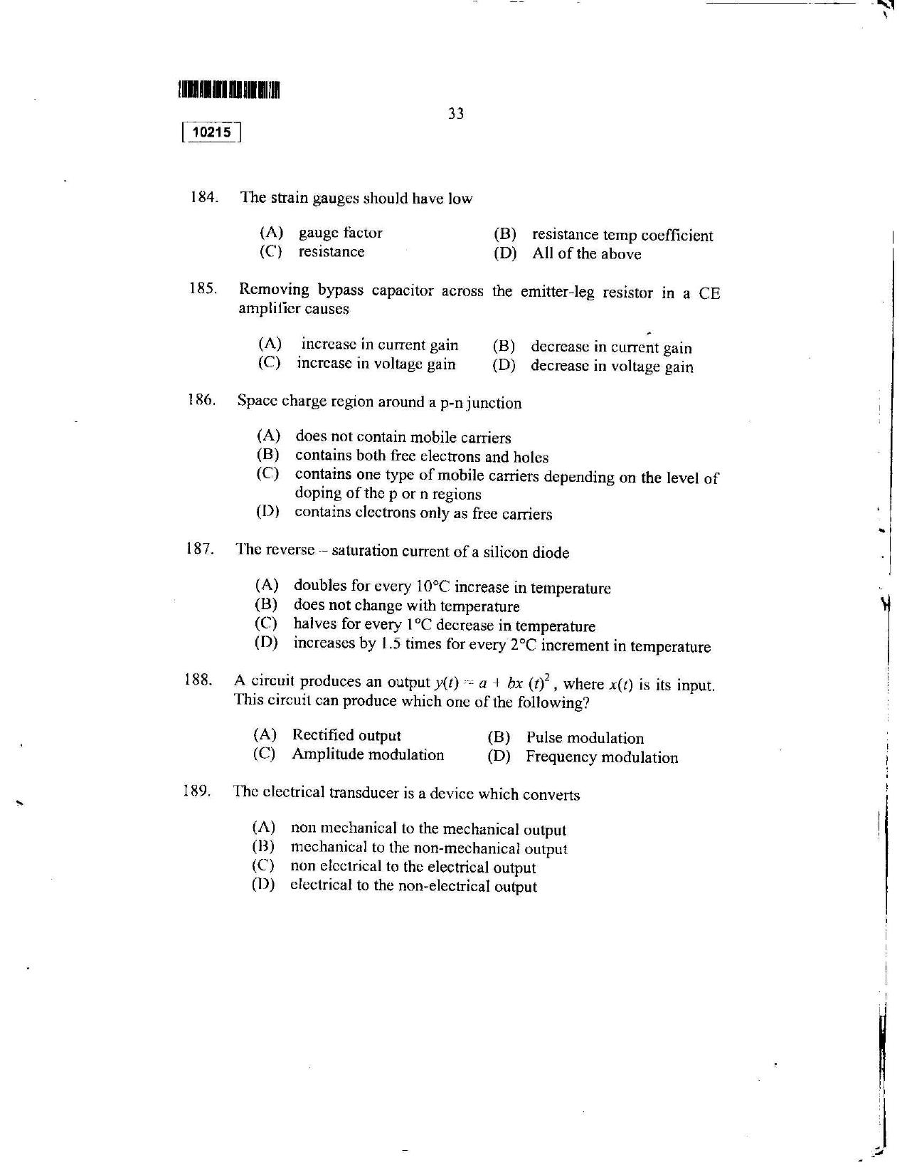 CUSAT CAT 2015 Lateral Entry Question Paper - Page 30