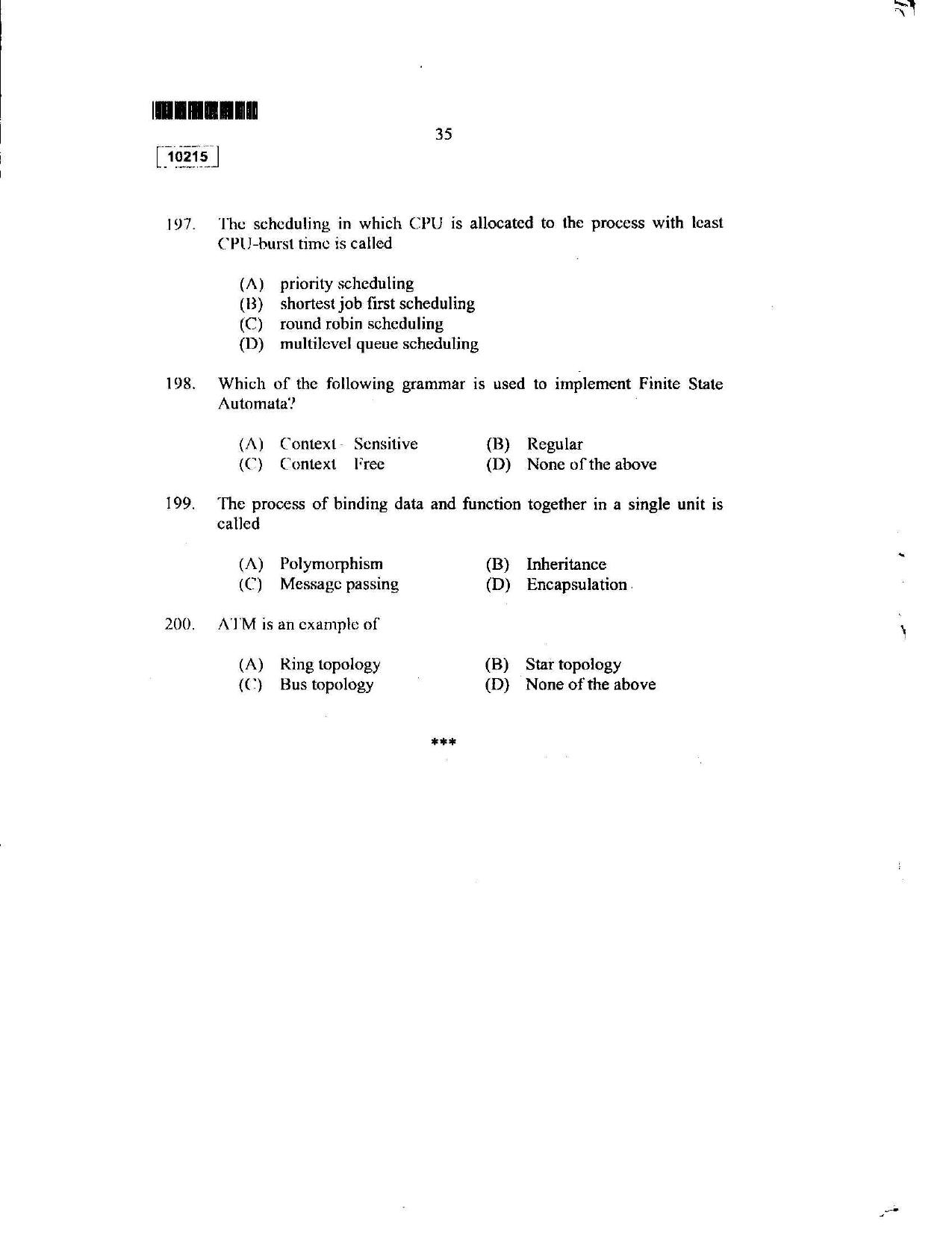 CUSAT CAT 2015 Lateral Entry Question Paper - Page 32