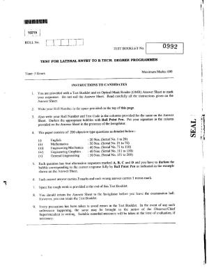 CUSAT CAT 2015 Lateral Entry Question Paper