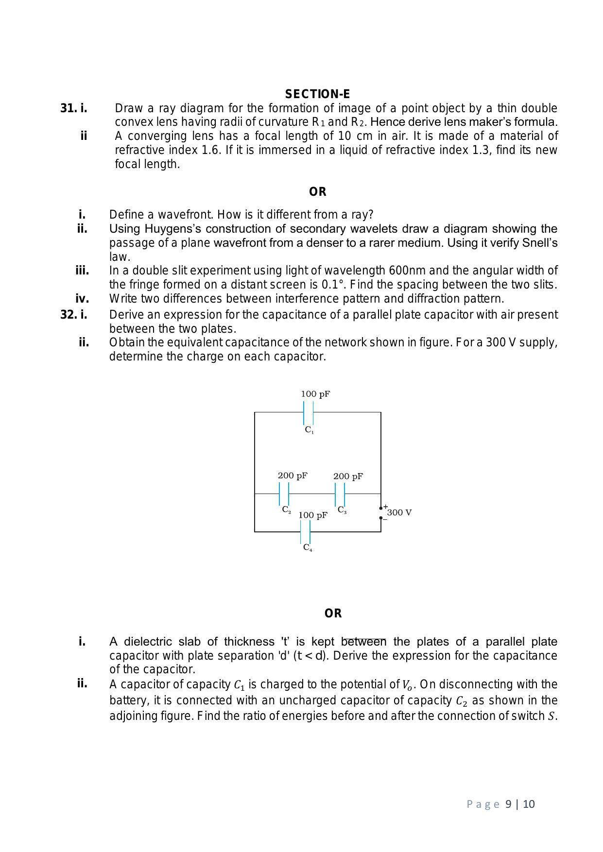 CBSE Class 12 Physics Sample Paper 2024 - Page 9