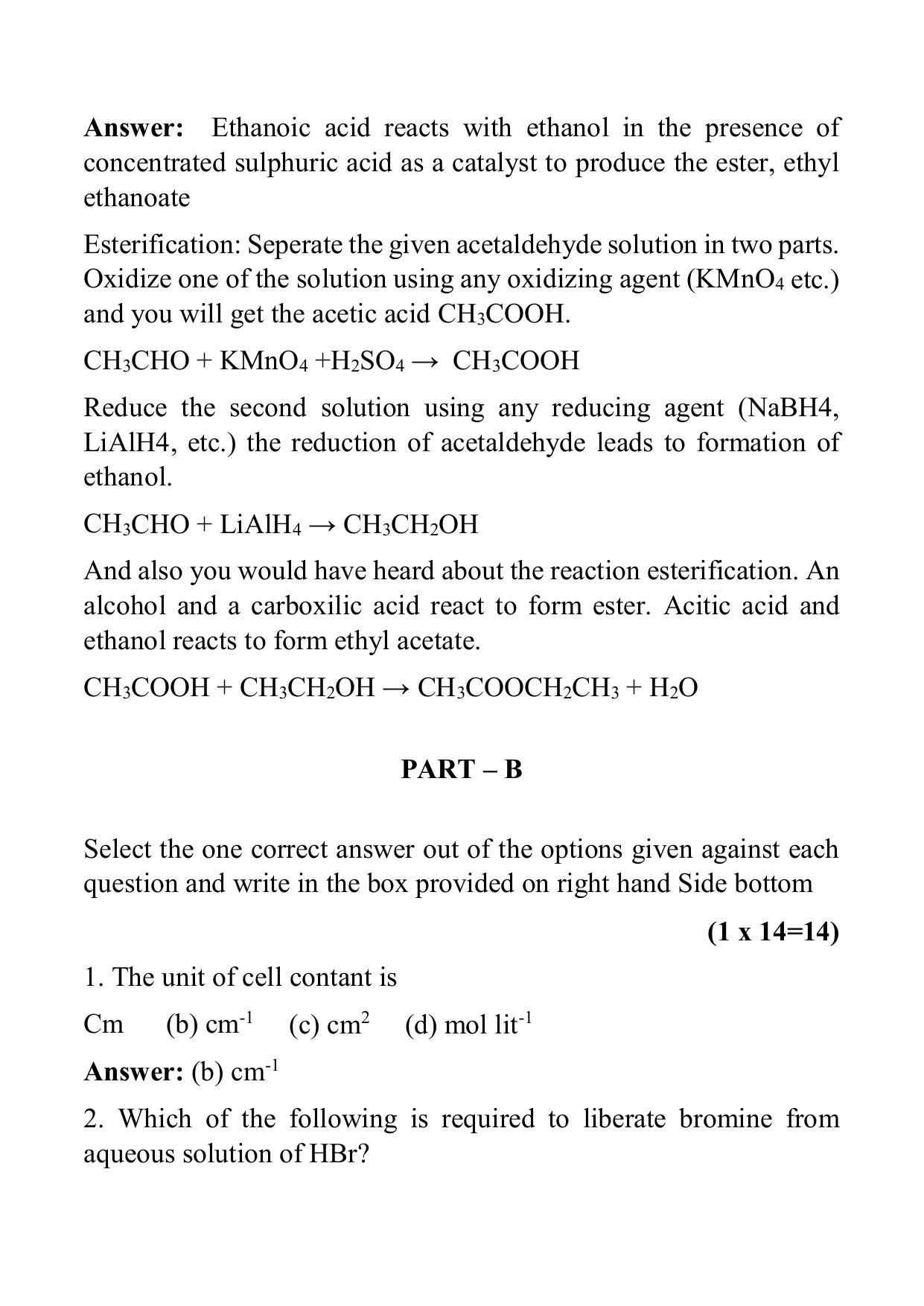 West Bengal Board Class 12 Chemistry 2018 Question Paper - Page 14