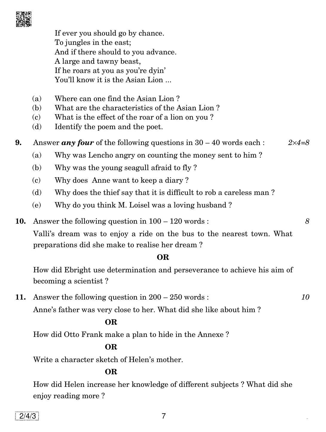 CBSE Class 10 2-4-3 ENGLISH LANGUAGE AND LETERATURE 2019 Question Paper - Page 7