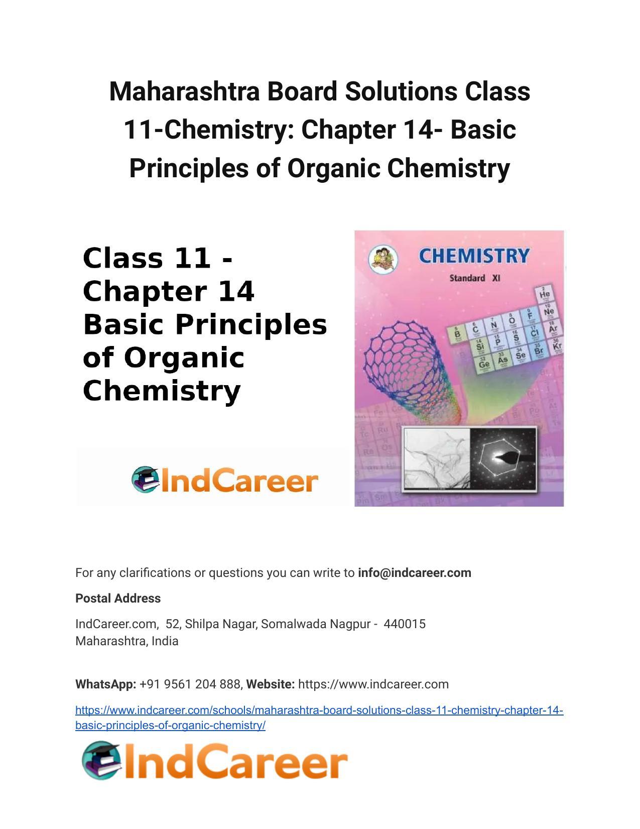 Maharashtra Board Solutions Class 11-Chemistry: Chapter 14- Basic Principles of Organic Chemistry - Page 1