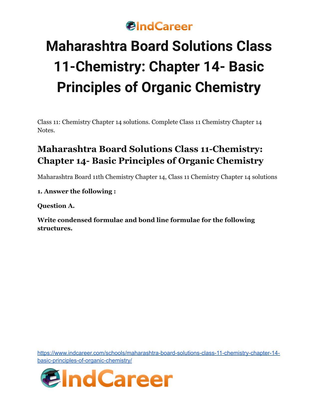 Maharashtra Board Solutions Class 11-Chemistry: Chapter 14- Basic Principles of Organic Chemistry - Page 2