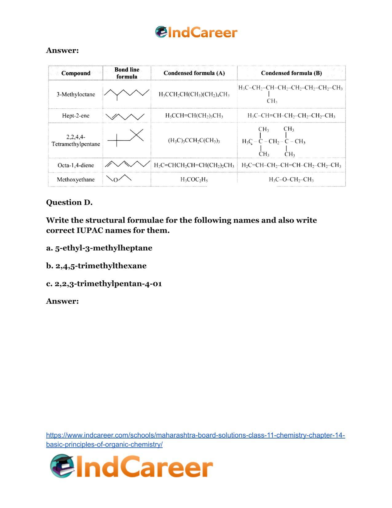 Maharashtra Board Solutions Class 11-Chemistry: Chapter 14- Basic Principles of Organic Chemistry - Page 5