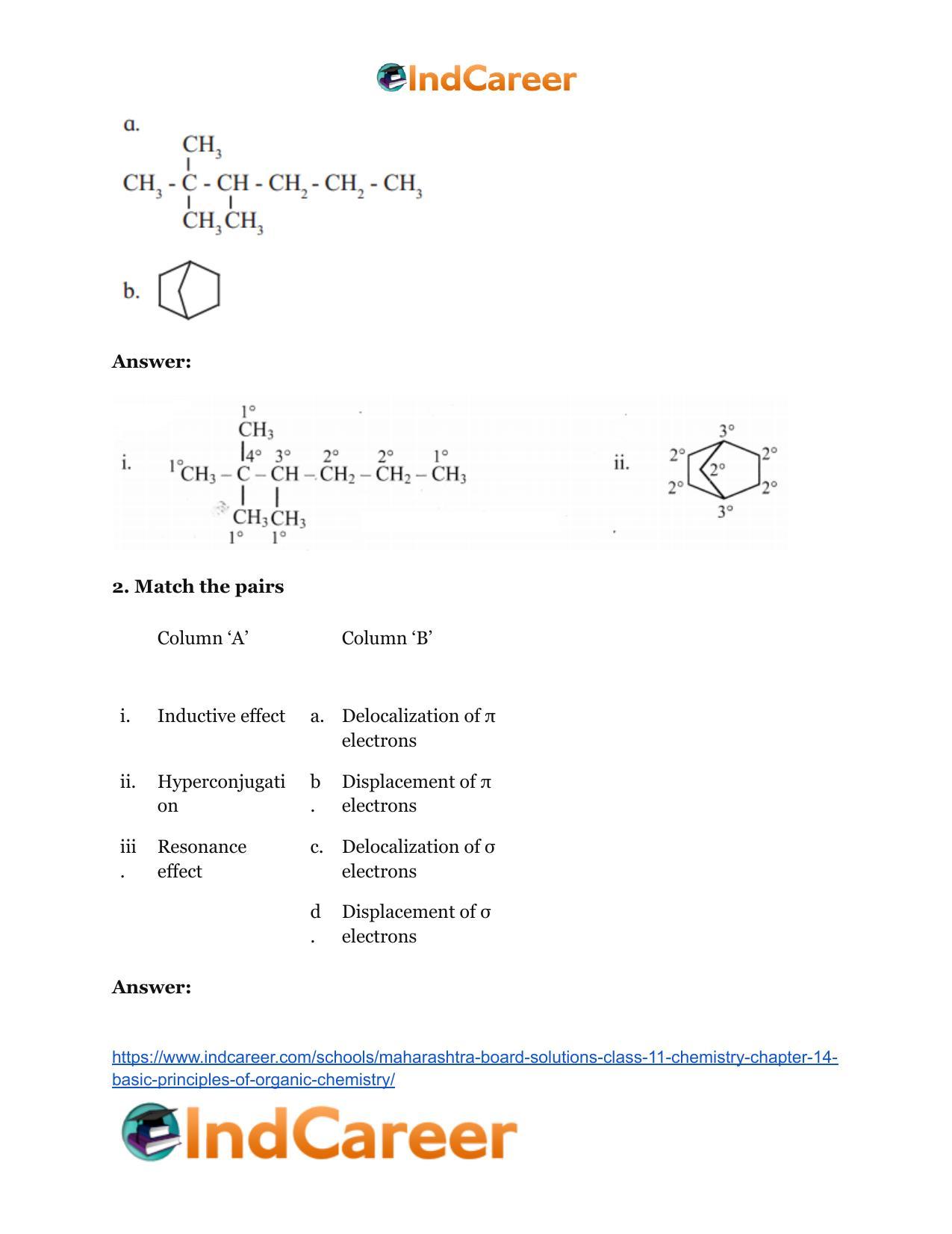 Maharashtra Board Solutions Class 11-Chemistry: Chapter 14- Basic Principles of Organic Chemistry - Page 11
