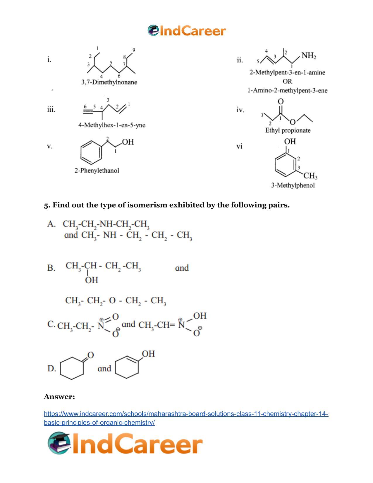 Maharashtra Board Solutions Class 11-Chemistry: Chapter 14- Basic Principles of Organic Chemistry - Page 14