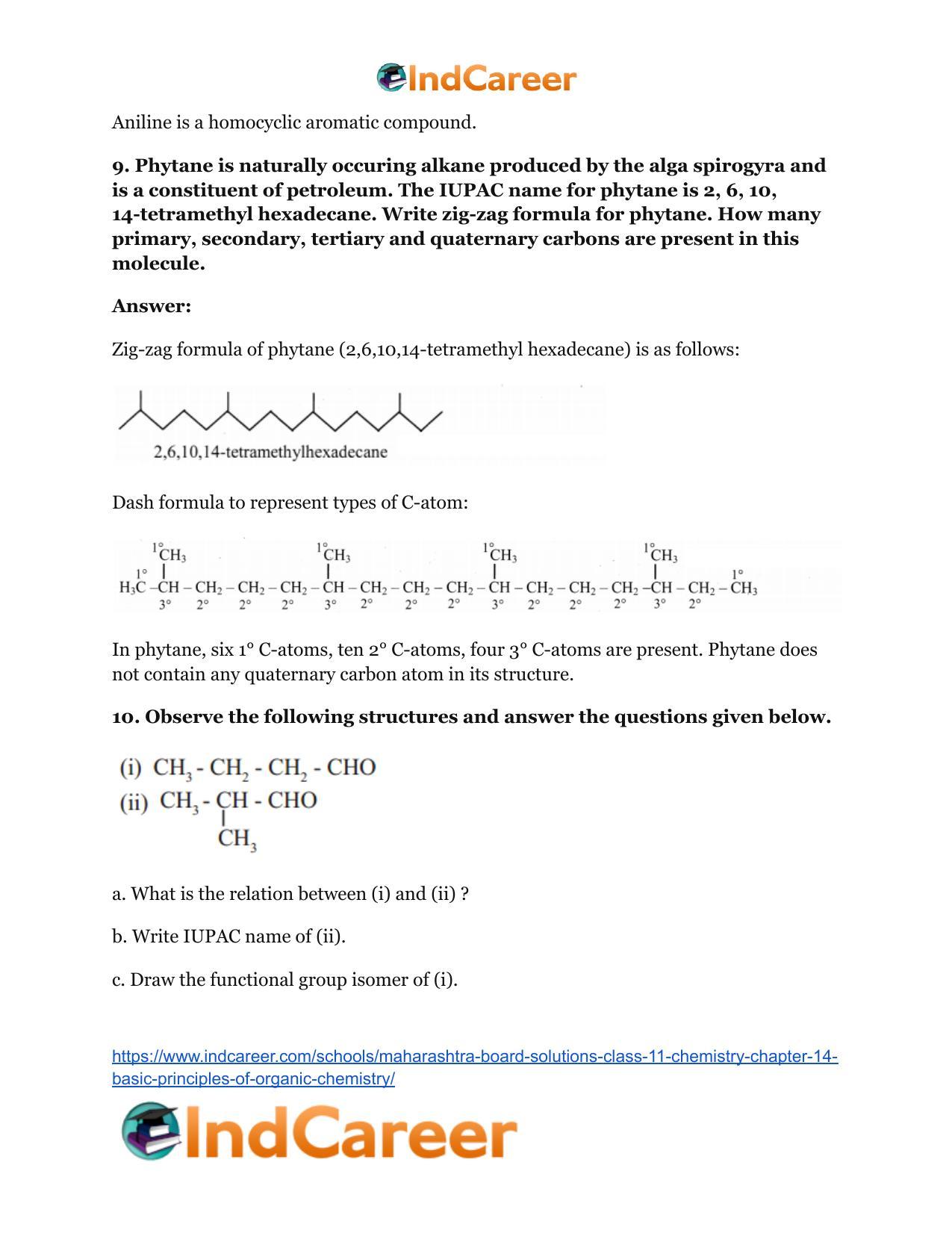 Maharashtra Board Solutions Class 11-Chemistry: Chapter 14- Basic Principles of Organic Chemistry - Page 20