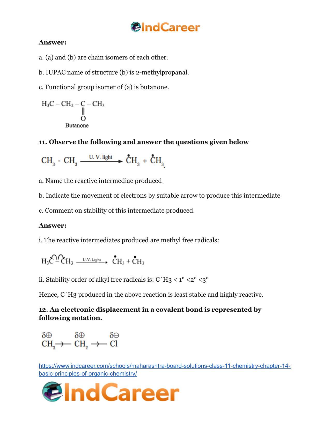 Maharashtra Board Solutions Class 11-Chemistry: Chapter 14- Basic Principles of Organic Chemistry - Page 21
