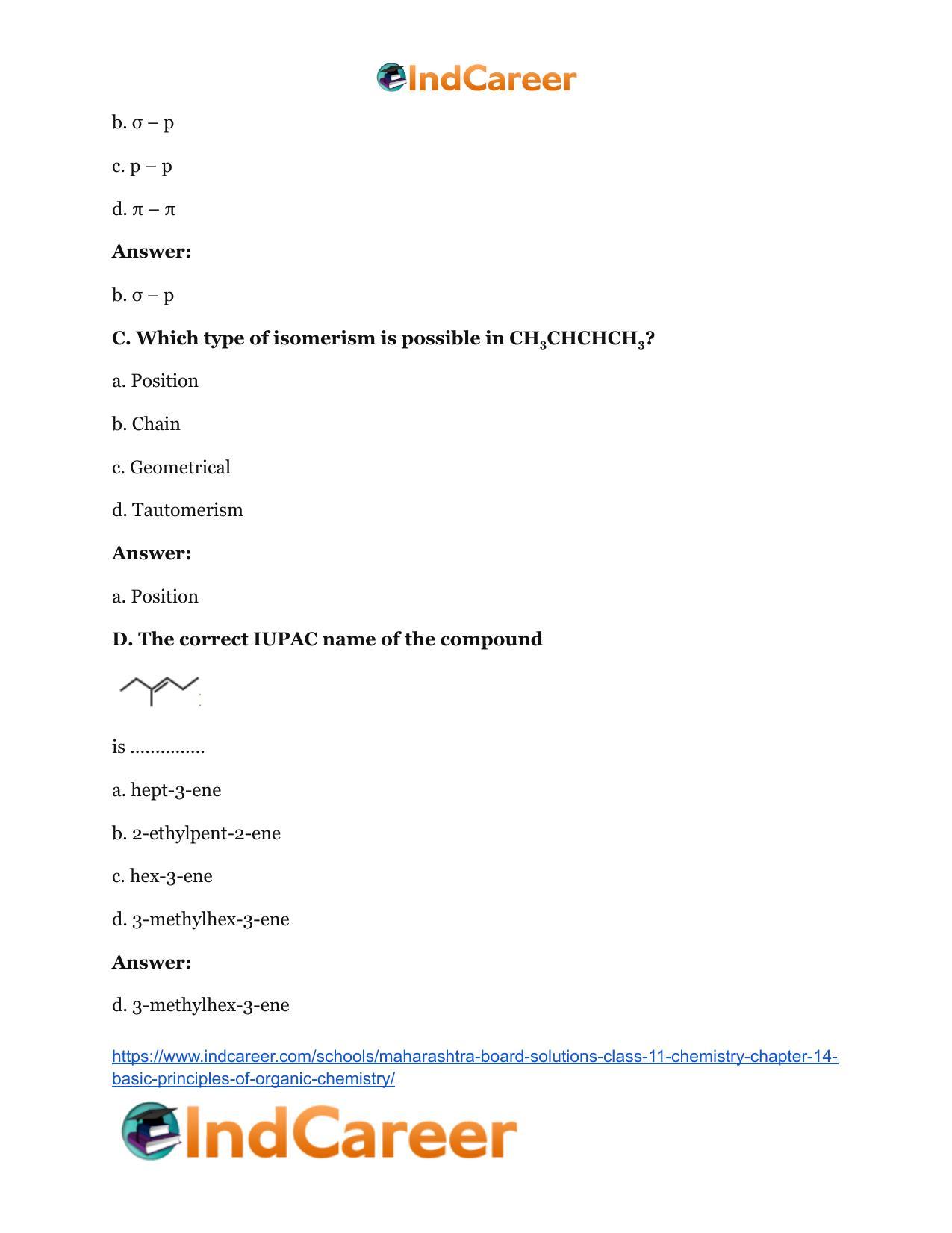 Maharashtra Board Solutions Class 11-Chemistry: Chapter 14- Basic Principles of Organic Chemistry - Page 24