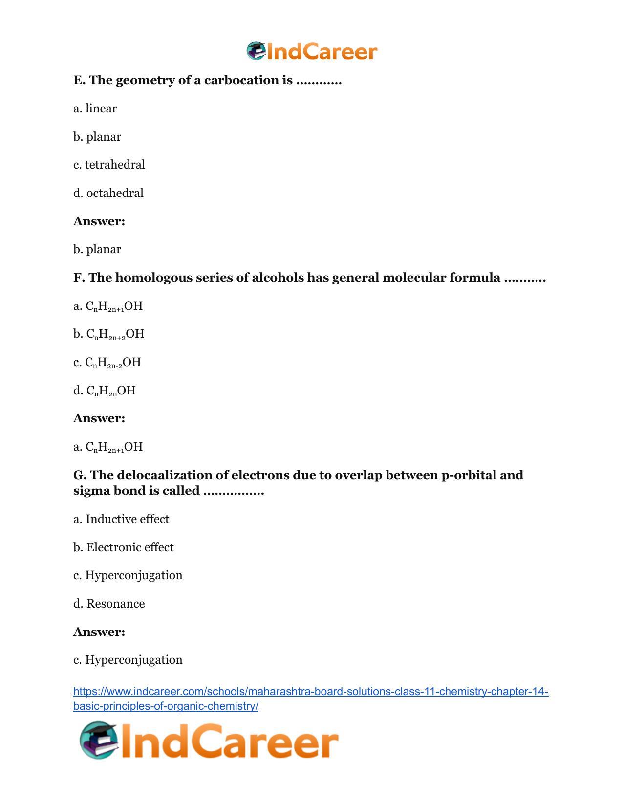 Maharashtra Board Solutions Class 11-Chemistry: Chapter 14- Basic Principles of Organic Chemistry - Page 25