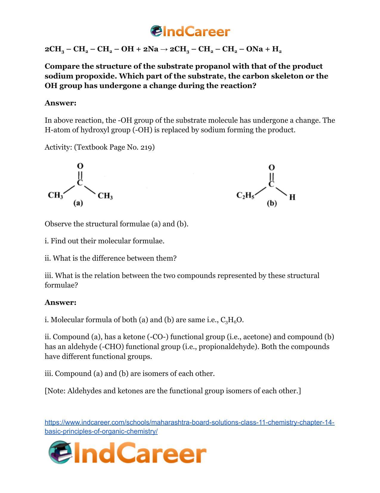 Maharashtra Board Solutions Class 11-Chemistry: Chapter 14- Basic Principles of Organic Chemistry - Page 35