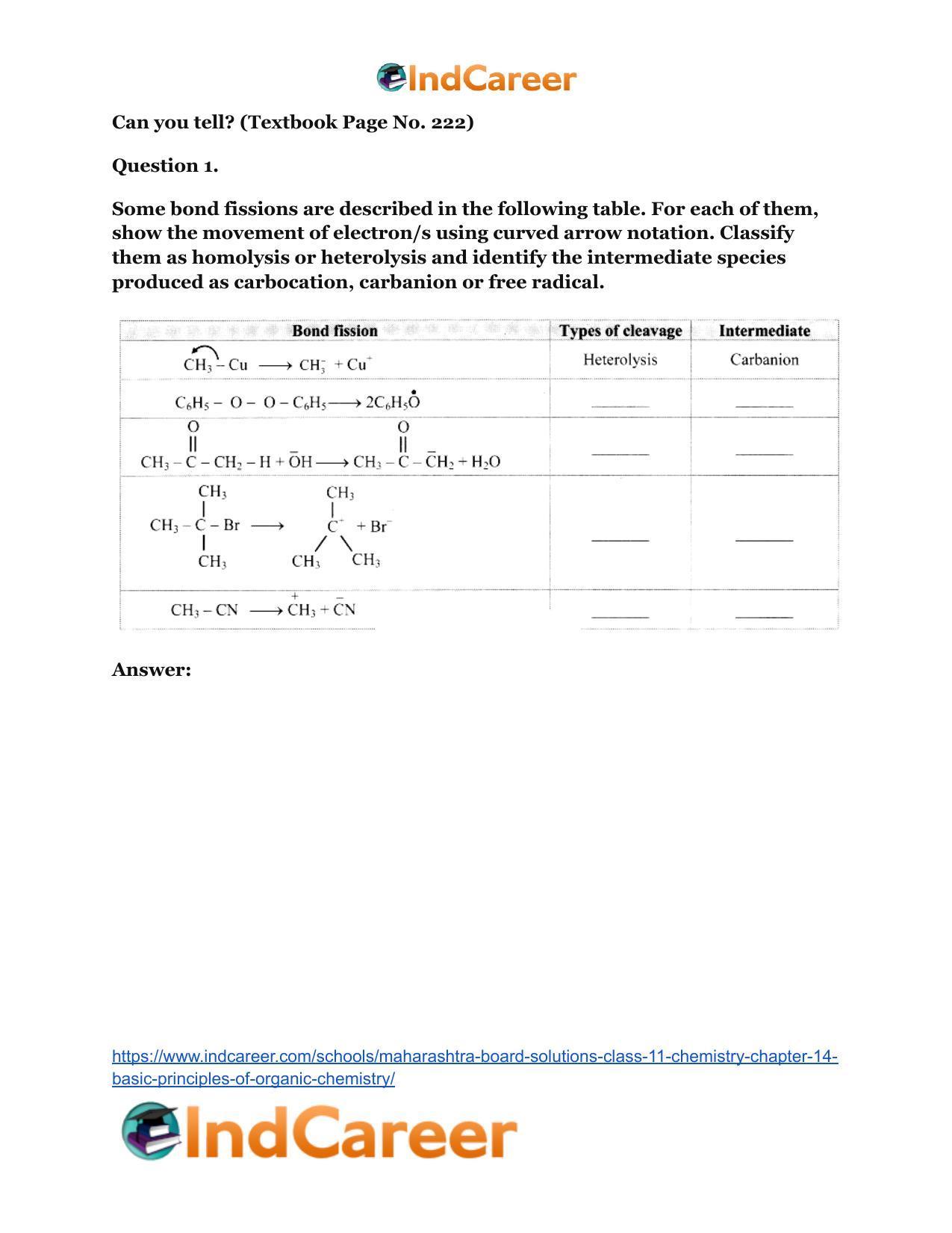 Maharashtra Board Solutions Class 11-Chemistry: Chapter 14- Basic Principles of Organic Chemistry - Page 36