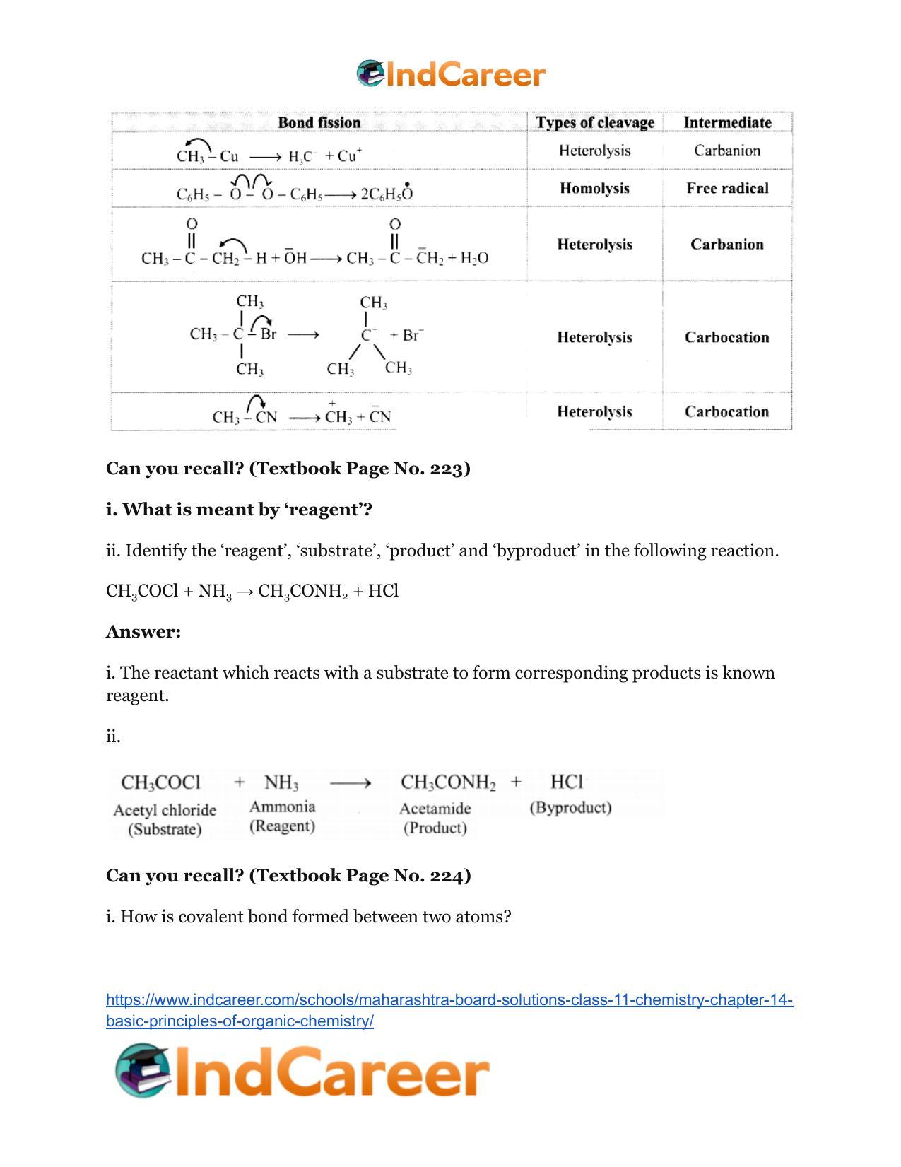 Maharashtra Board Solutions Class 11-Chemistry: Chapter 14- Basic Principles of Organic Chemistry - Page 37