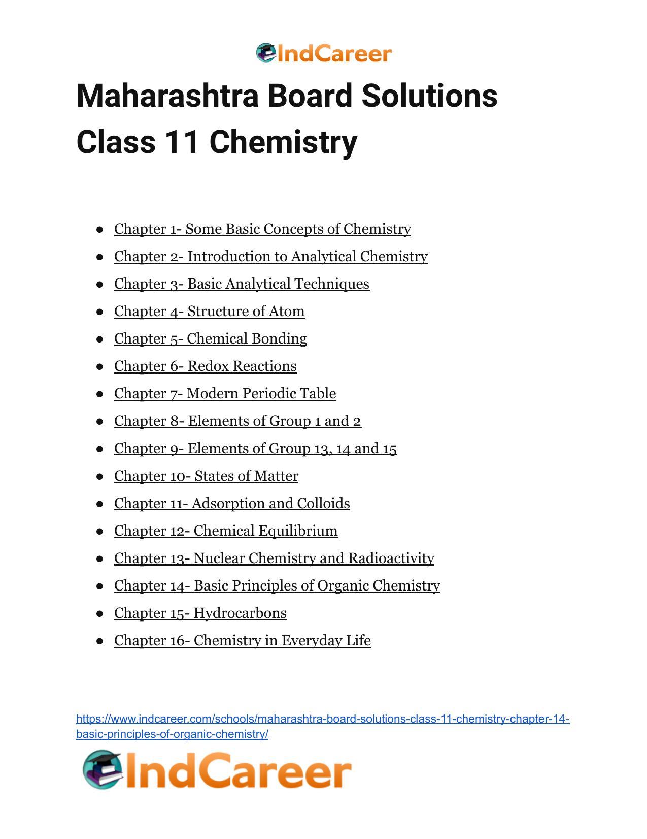 Maharashtra Board Solutions Class 11-Chemistry: Chapter 14- Basic Principles of Organic Chemistry - Page 41