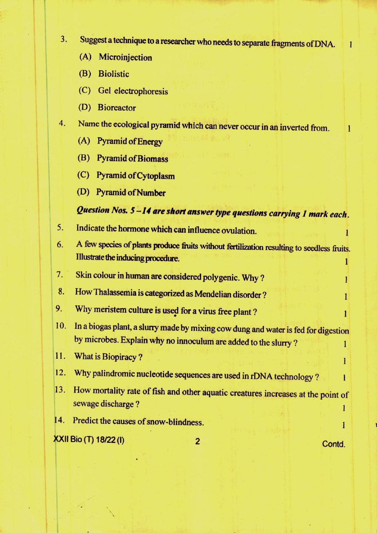 COHSEM 12th Question Papers Improvement 2022 Biology - Page 2