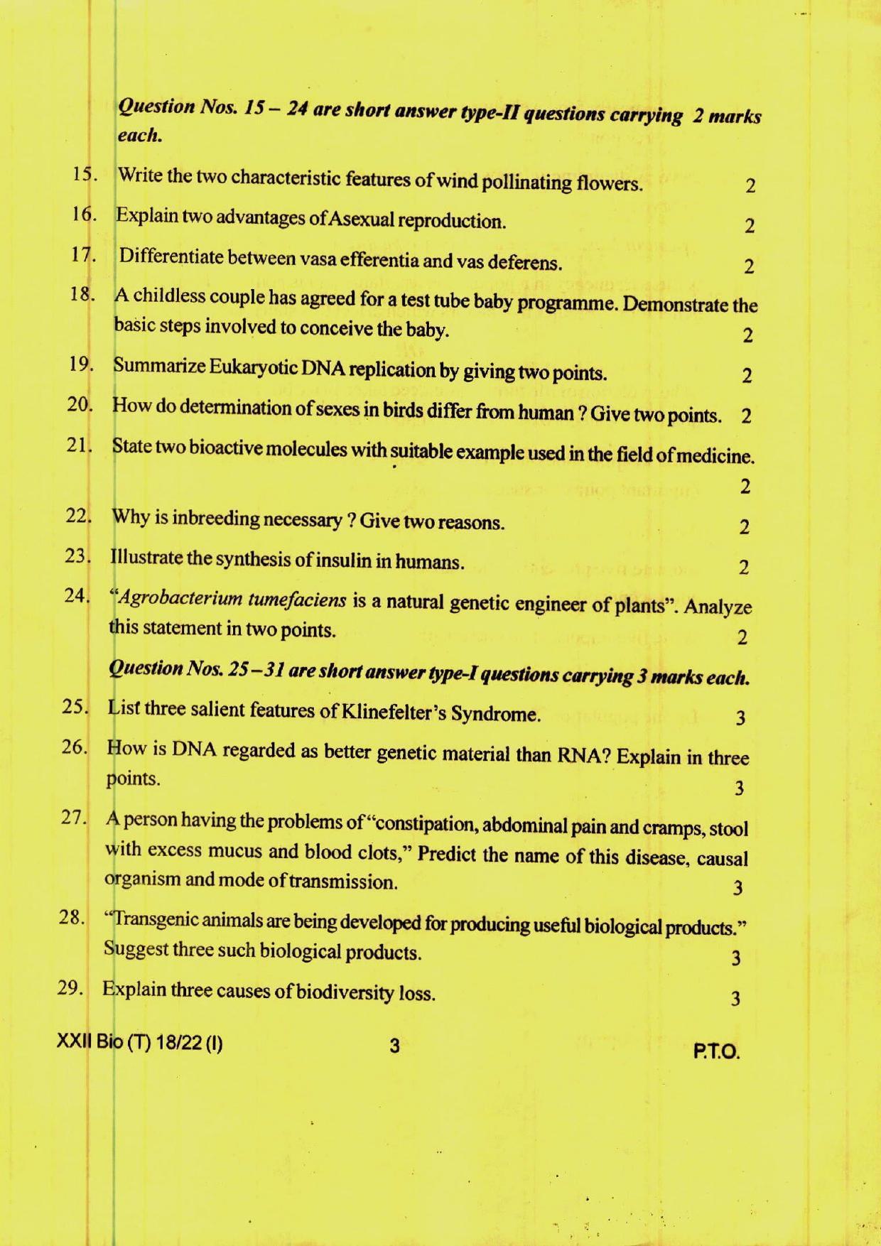 COHSEM 12th Question Papers Improvement 2022 Biology - Page 3
