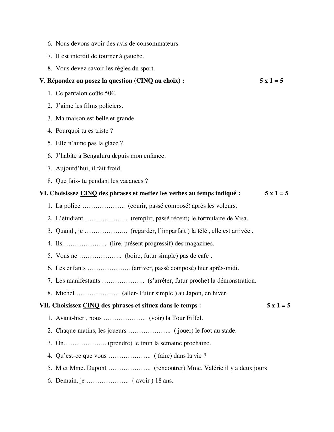 Karnataka II PUC French Model Question Paper III 2025 - Page 3