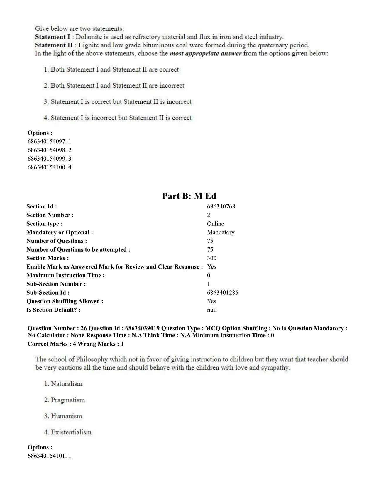 CUET PG 2023: COQP15 – M.Ed. (Eng) - Shift 2 (25-06-2023) Question Paper - Page 27