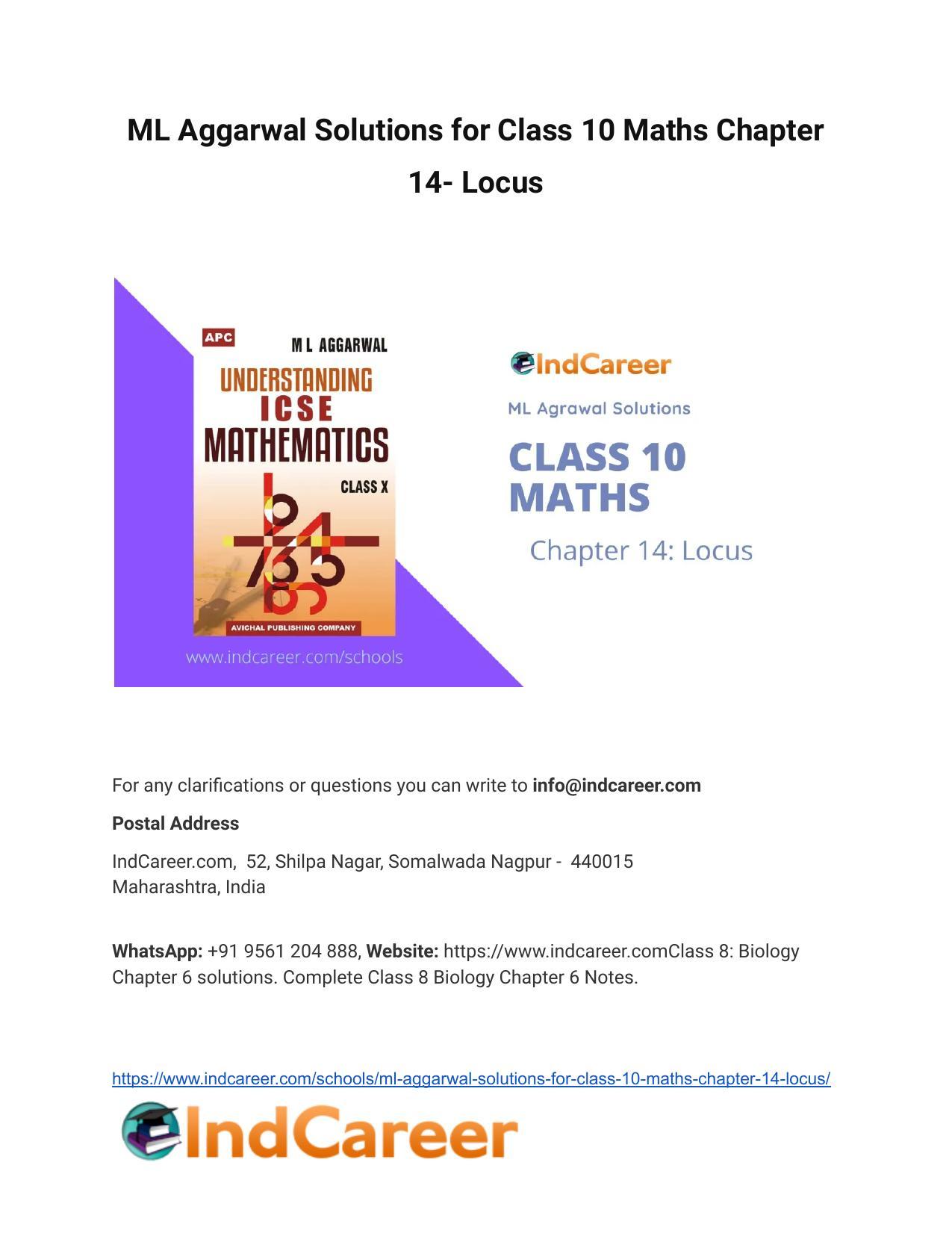 ML Aggarwal Solutions for Class 10 Maths Chapter 14- Locus - Page 1