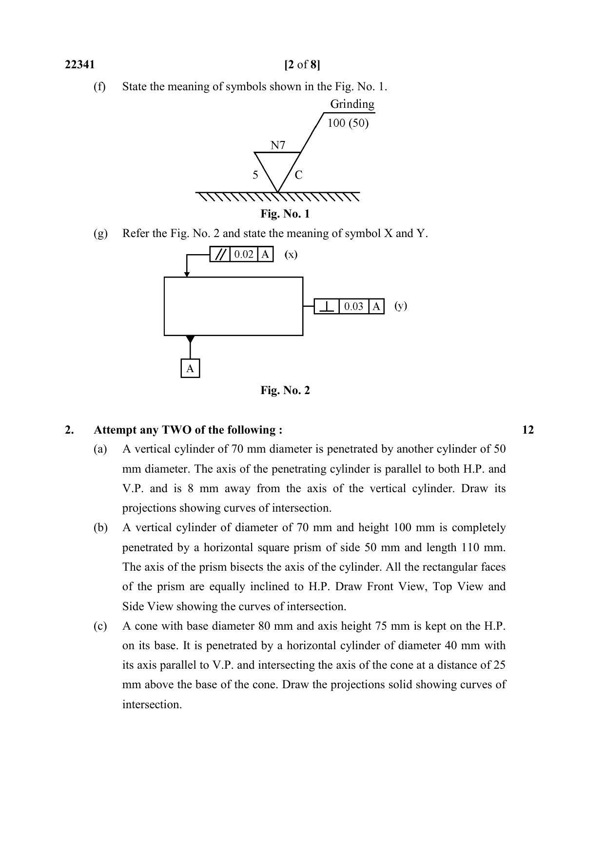 MSBTE Summer Question Paper 2019 - Mechanical working Drawing - Page 2