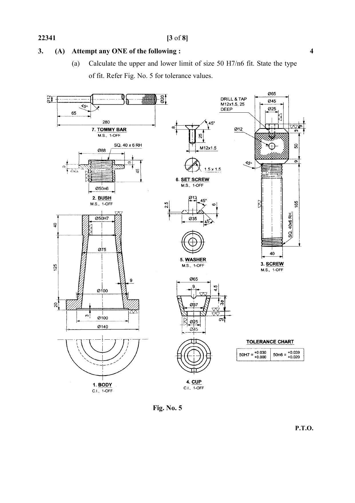 MSBTE Summer Question Paper 2019 - Mechanical working Drawing - Page 3