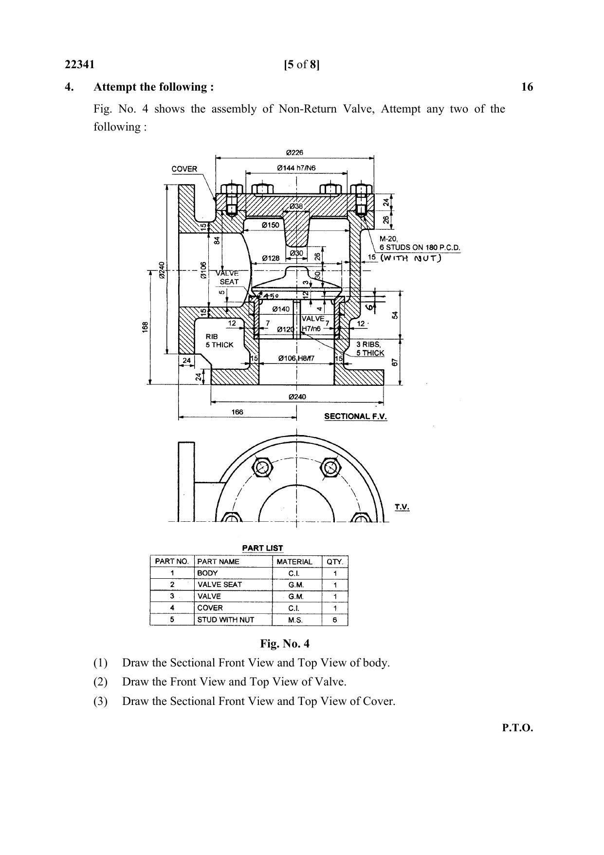 MSBTE Summer Question Paper 2019 - Mechanical working Drawing - Page 5