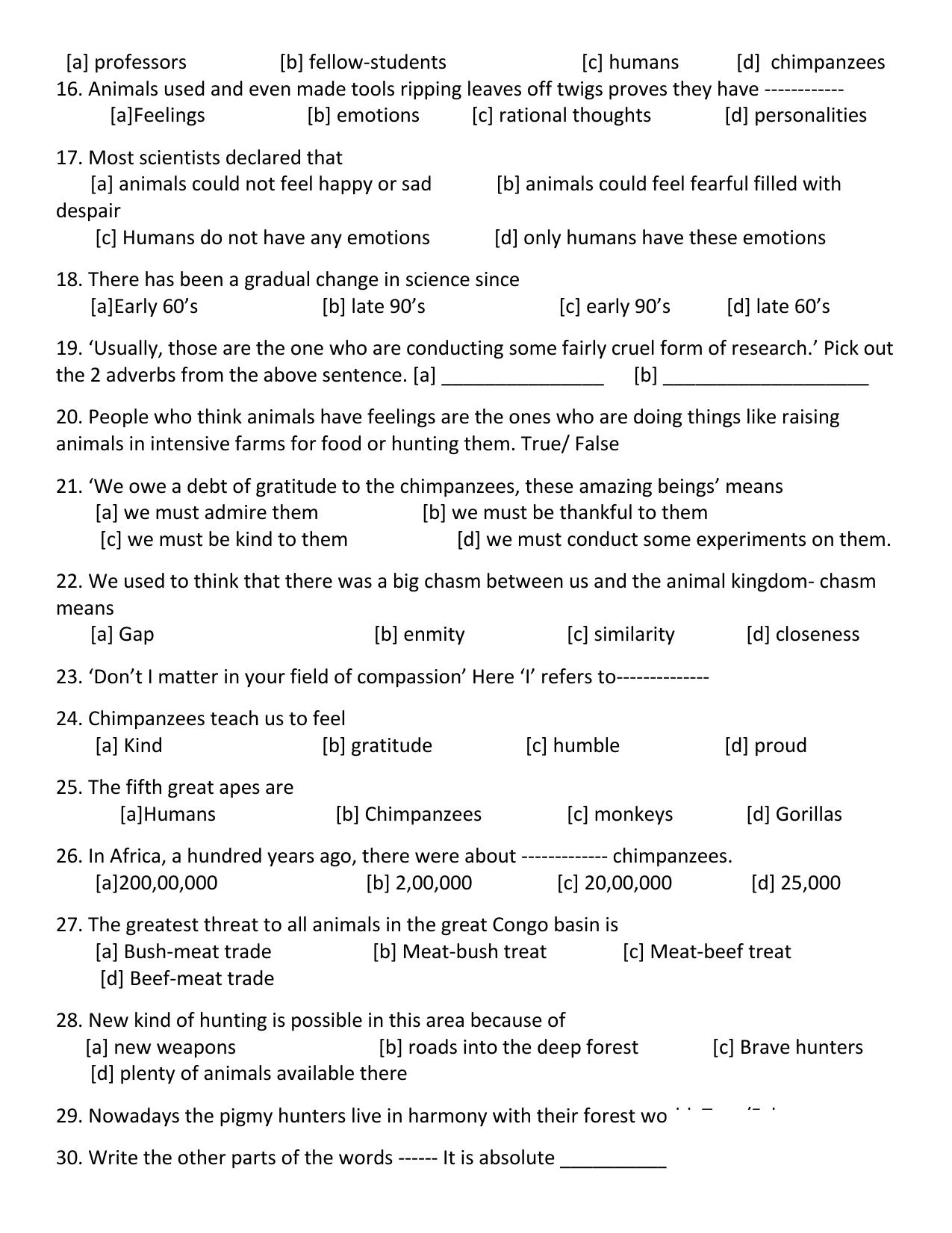 Worksheet for Class 4 English Assignment 59 Dont They Metter Too - Page 2