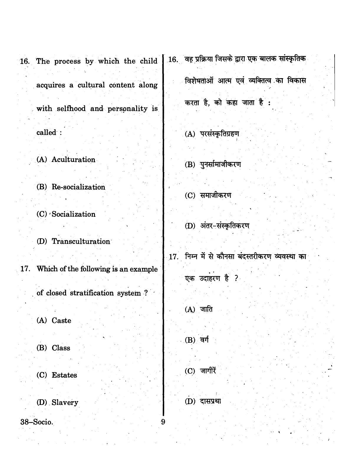 URATPG 2015 Sociology Question Paper - Page 9