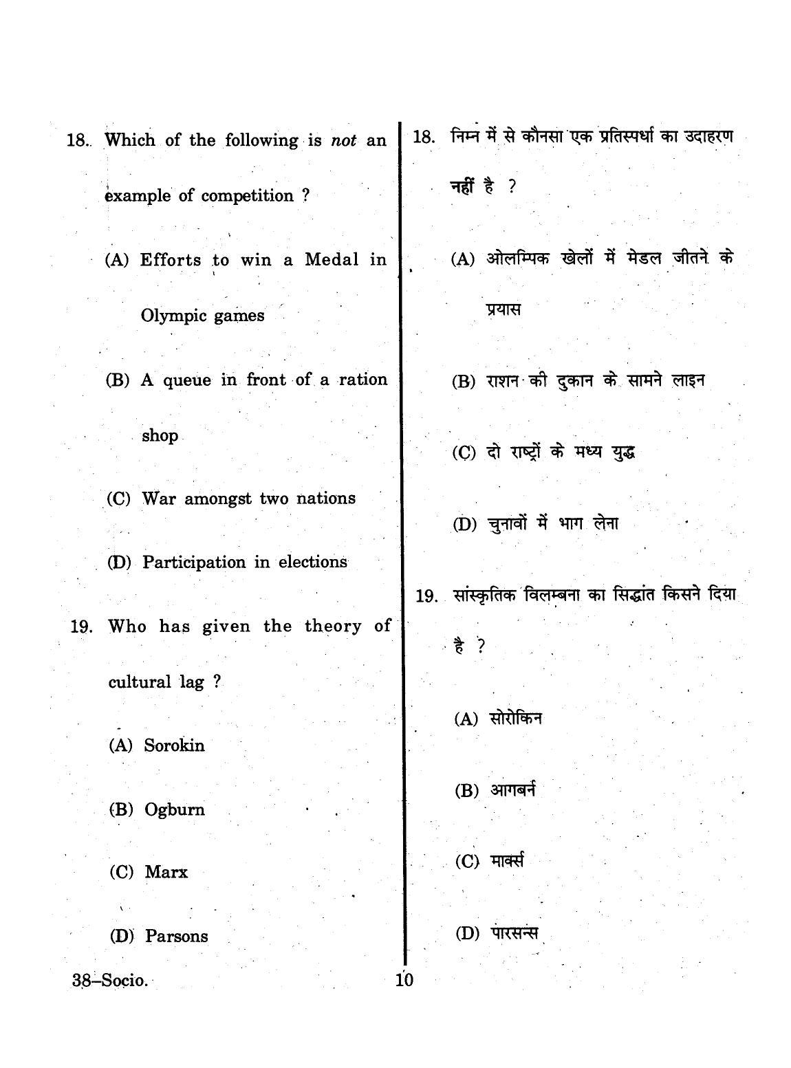 URATPG 2015 Sociology Question Paper - Page 10