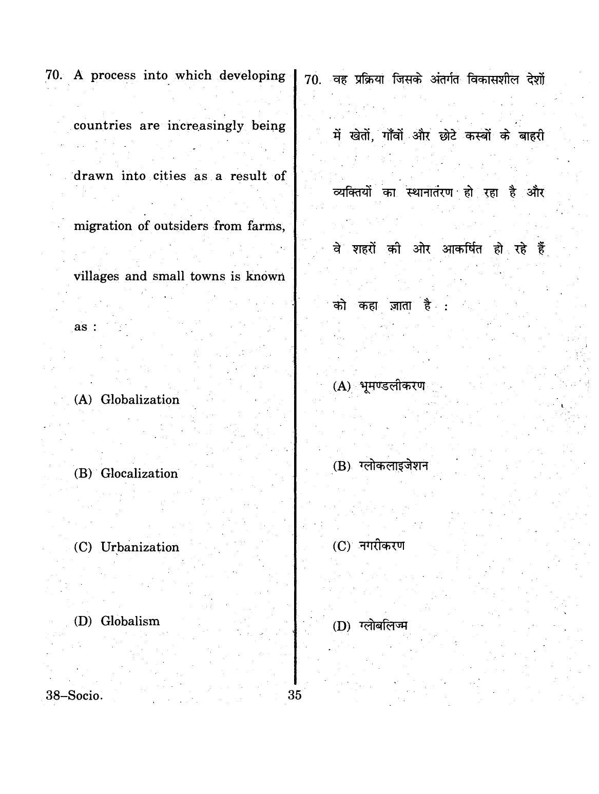 URATPG 2015 Sociology Question Paper - Page 35
