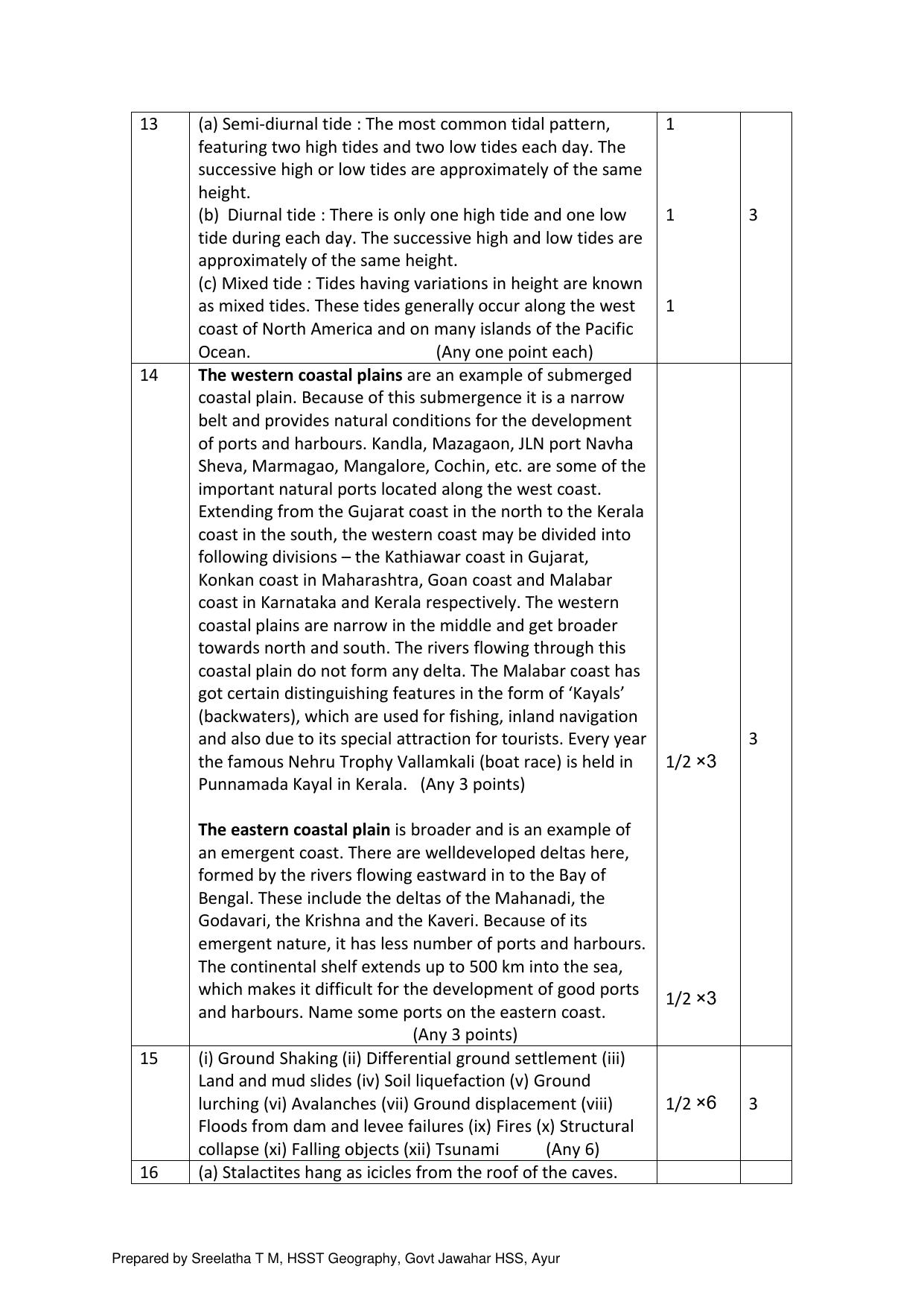 Kerala Plus One 2022 Geography Answer key - Page 2